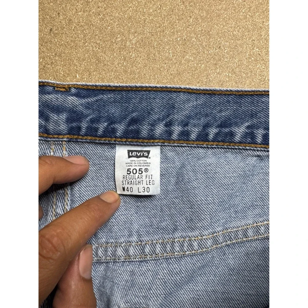 Levi's Y2k 505 Regular Fit Straight Leg Men's Jeans W40 L30 Blue fade wash Denim